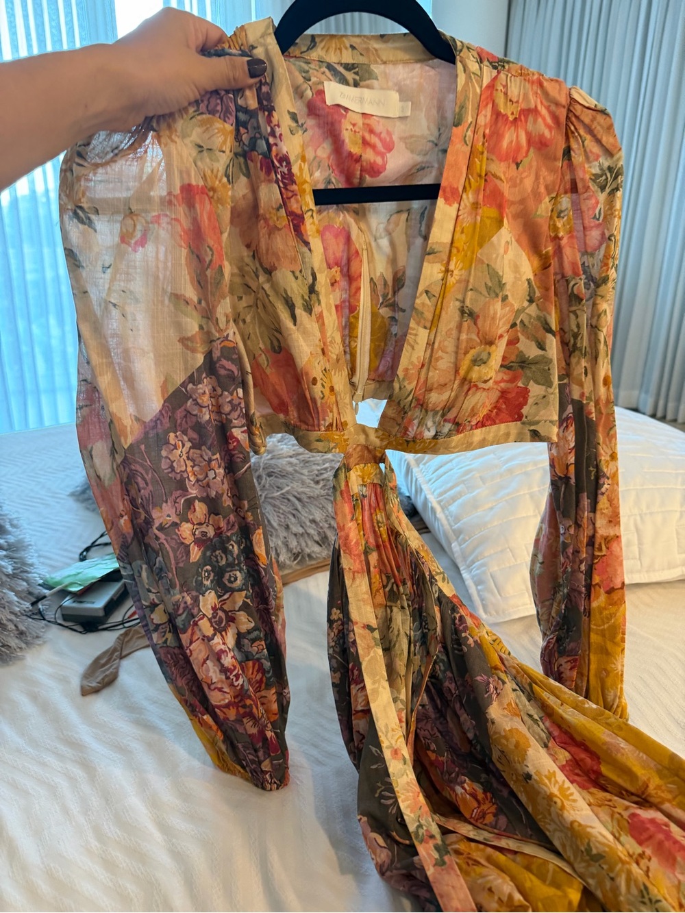 Zimmermann Floral Patchwork Tie-Waist Maxi Skirt in Pink, Mustard & Brown - Picture 2 of 2